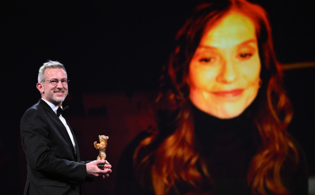 French actress Isabel Huppert receives the Best Actor award at the Berlinale