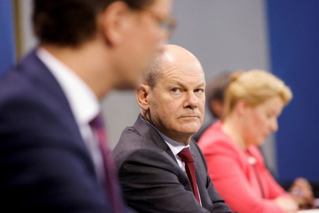Chancellor Olaf Scholz after the Covid summit on Wednesday.