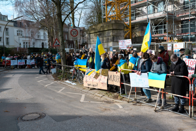 Protesters outside the Russian Consular General