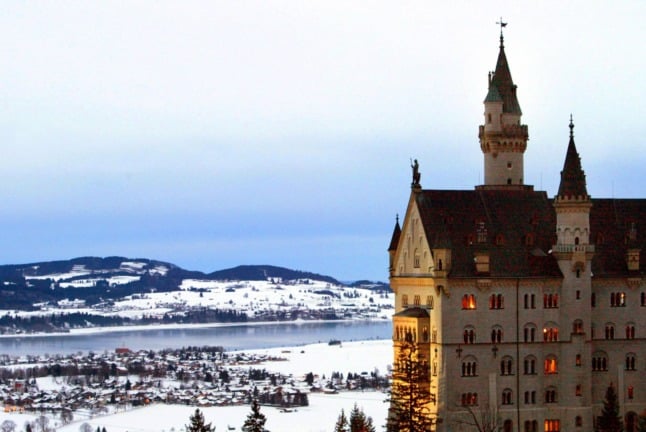 View from Schloss Neuschwanstein over Forggensee and Schwangau