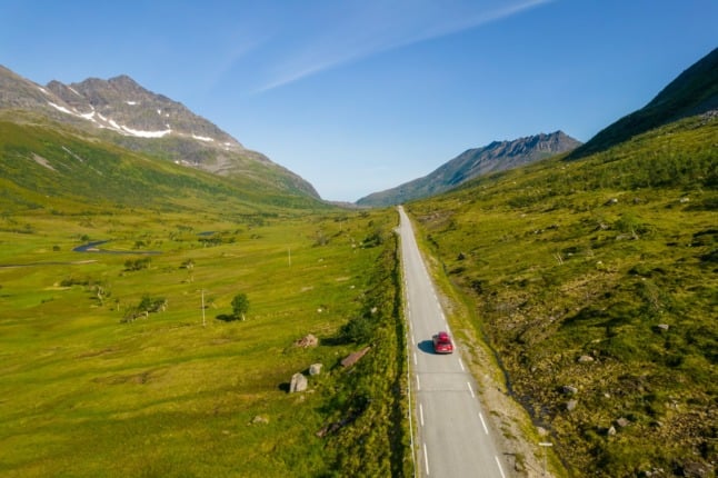 A car on a Norwegian road