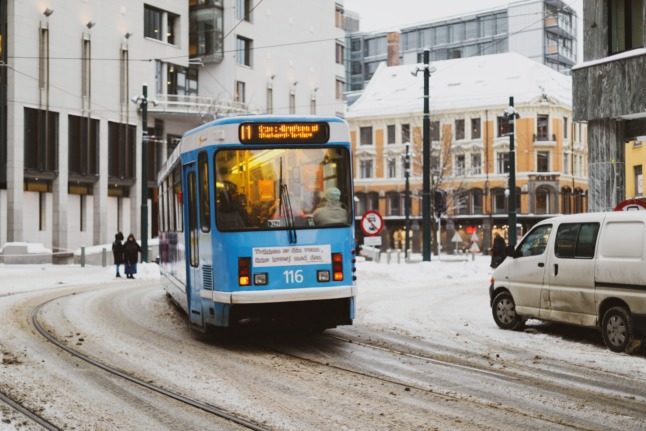 A tram in Oslo. 