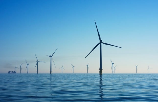 An offshore windfarm in the UK.