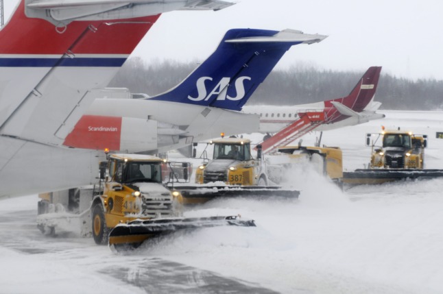 file photo of snow at arlanda airport