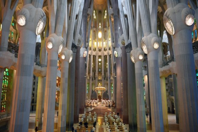 A general view of the Sagrada Familia basilica, Barcelona, June 2020.