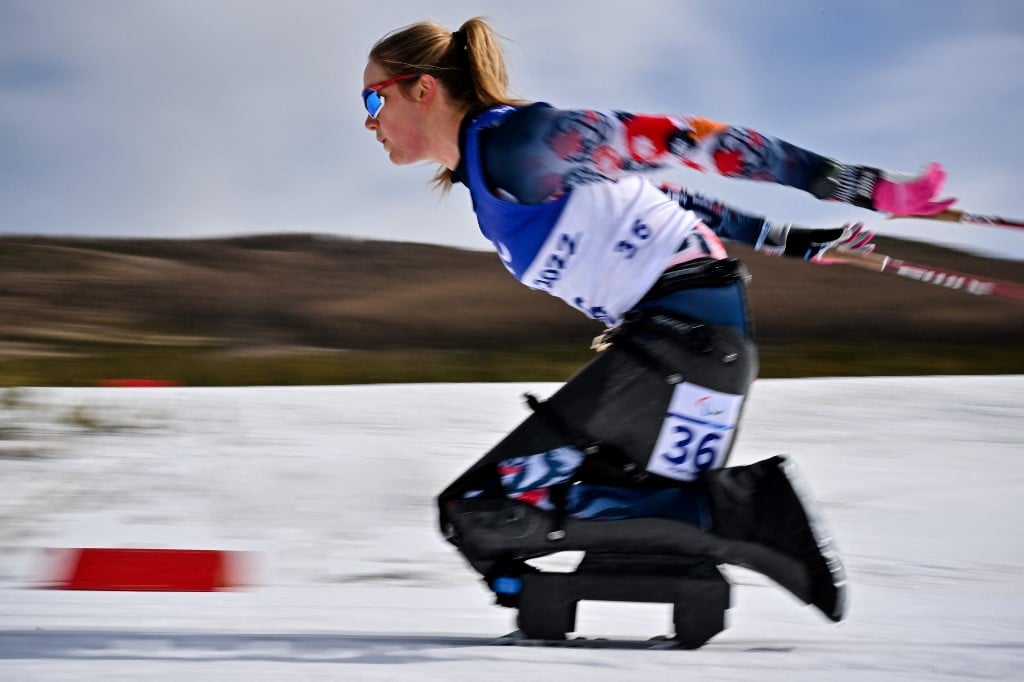 Norways Birgit Skarstein competes in the womens long distance sitting cross-country skiing event on March 6, 2022 