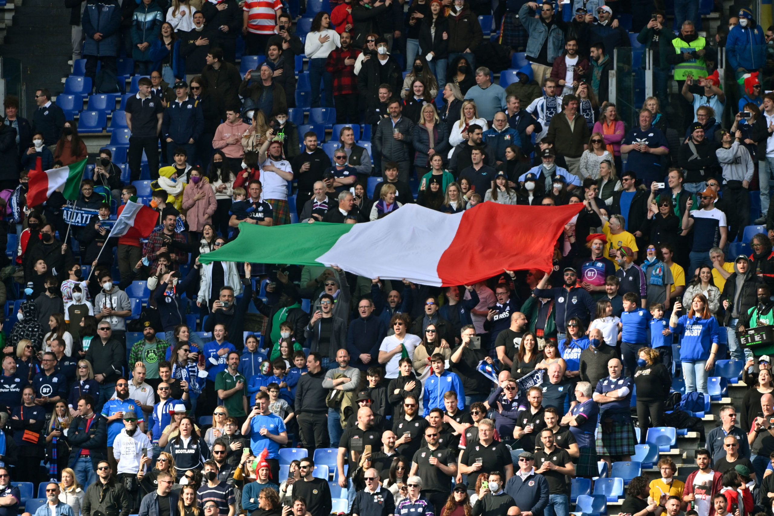 Italy's sports stadiums return to full capacity on April 1st.