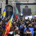 Ukraine’s Zelensky blasts Swiss banks in address to Bern rally