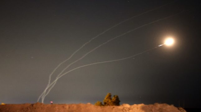 The Israeli missile protection system intercepts a rocket fired from Gaza.