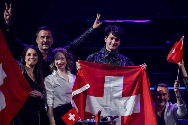Switzerland's 2021 Eurovision entrant Gjon's Tears celebrates. Photo: KENZO TRIBOUILLARD / AFP