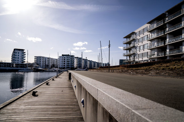 A residential harbour area in Denmark