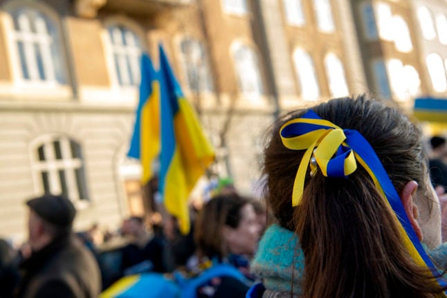 People demonstrate in support of Ukraine in Copenhagen