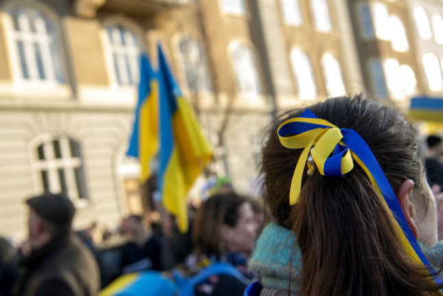 People demonstrate in support of Ukraine in Copenhagen