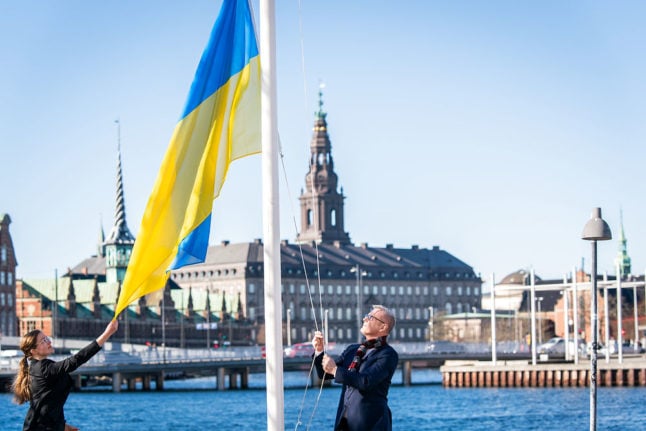 the Ukrainian flag in Copenhagen