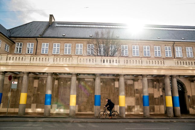The National Museum of Denmark displaying Ukrainian colours