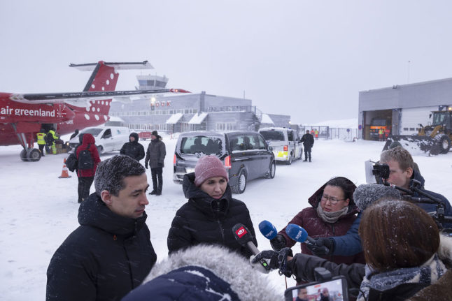 Danish Prime Minister Mette Frederiksen arriving in Nuuk, Greenland,