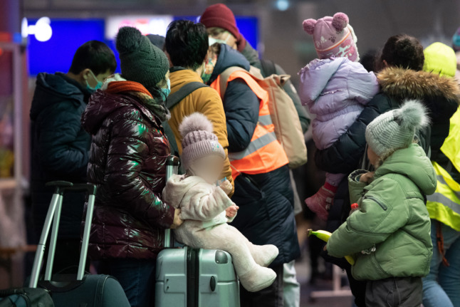 Refugees from Ukraine arrive in Berlin on March 1st.