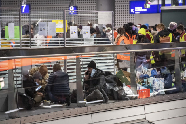 Refugees from Ukraine in Berlin's main station on March 1st.
