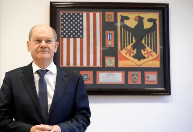 Chancellor Olaf Scholz visits the Bundeswehr Operations Command in Brandenburg on Friday.
