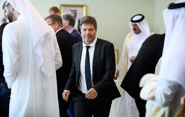 Economics and Climate Minister Robert Habeck after talks with the Minister of Trade and Industry of Qatar in Doha.