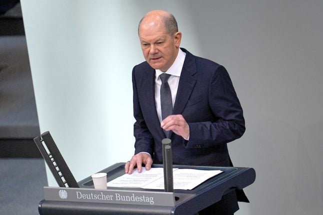 German Chancellor Olaf Scholz speaks in the Bundestag on Wednesday