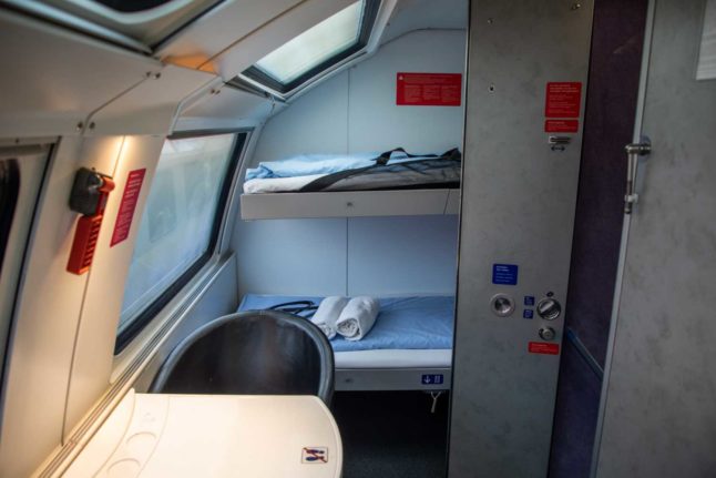 A look inside the SBB sleeping cabin on a night train. Image: SBB