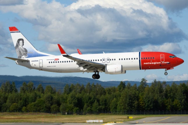 A Norwegian Air Shuttle plane taking off.