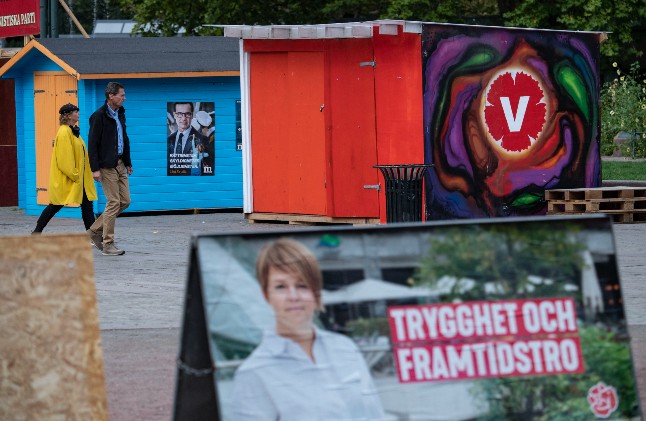 Election cabins or 'valstugor' in Malmö on the day after the 2018 election