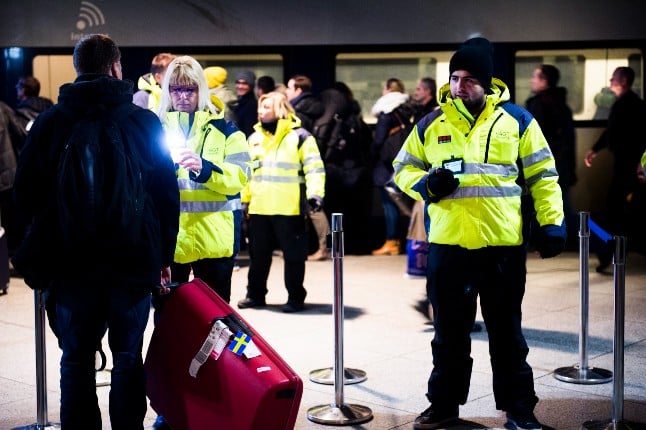 Passengers having their ID checked at Denmark's Kastrup airport in 2016 before taking the train to Sweden.
