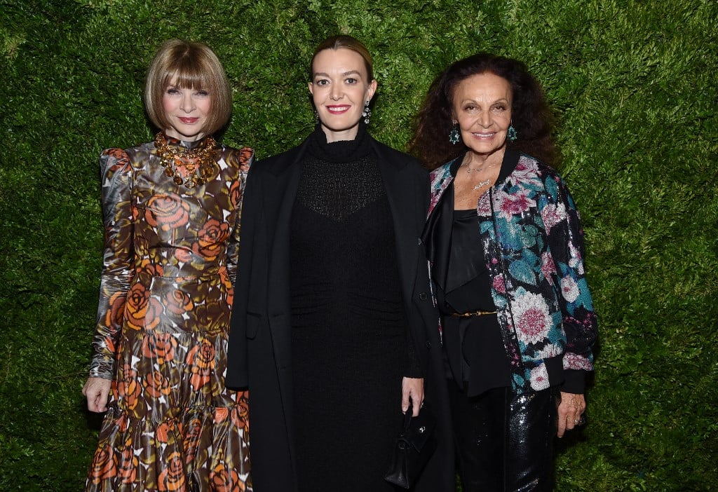 Anna Wintour, Marta Ortega and Diane von Furstenberg attending the CFDA / Vogue Fashion Fund 2019 Awards at Cipriani South Street in New York City on November 5, 2019 .