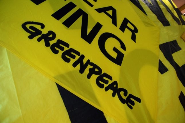 A file photo of a Greenpeace banner.