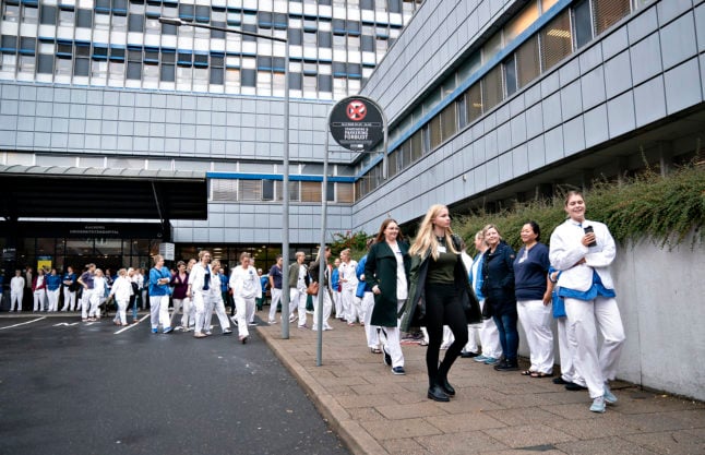 Nurses stage a walk-out at Aalborg University Hospital in September 2021