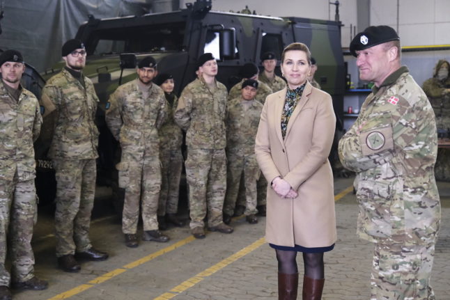 Danish prime minister Mette Frederiksen visited a military barracks on Bornholm