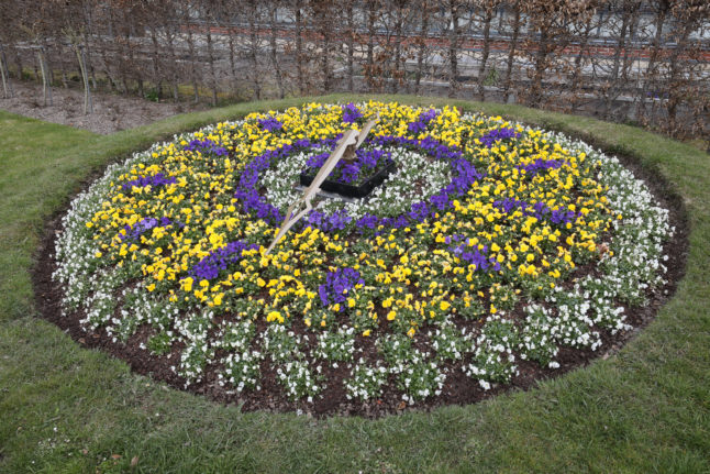 A flower clock in Greiz, Thuringia.