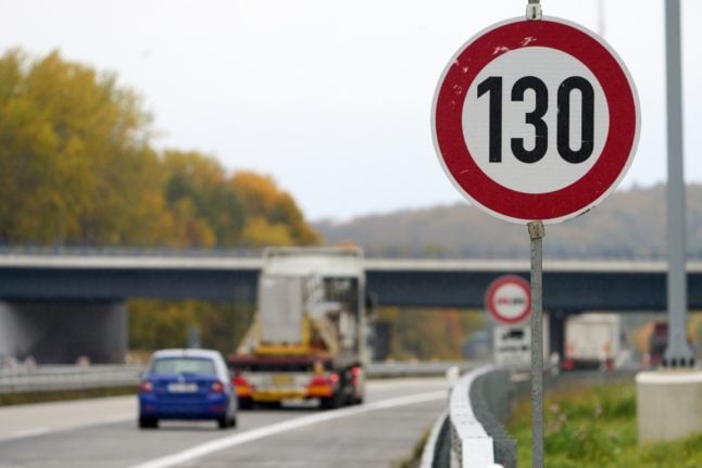 A 130km per hour speed limit sign on Germany's Autobahn.