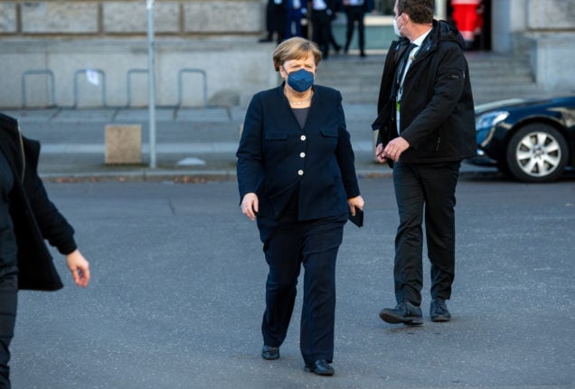 Angela Merkel (CDU) attends a vote to elect the new German President in Feburary in Berlin