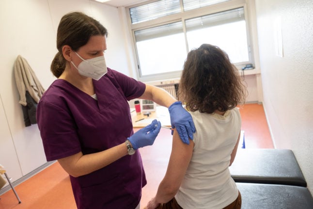 A woman receiving her Covid vaccine in February.