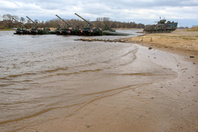 German tanks at a military training ground in Saxony-Anhalt