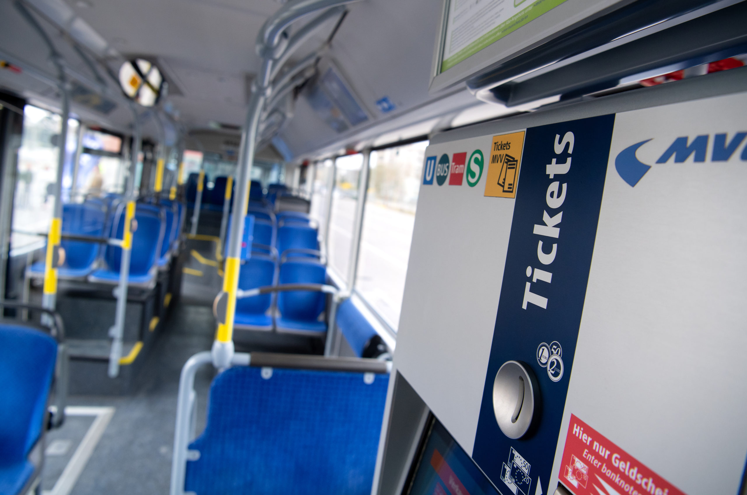 A ticket machine on a bus in Munich. 