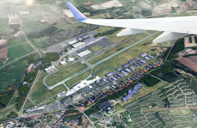 An illustration of how Billund Airport could look in 2040