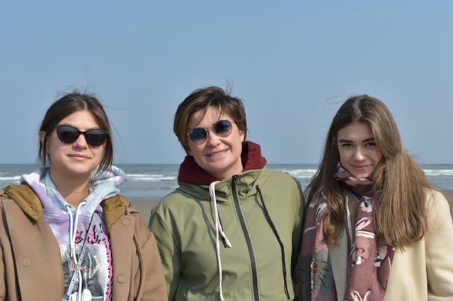 Iryna and her daughters recently visited a beach near Lille. 