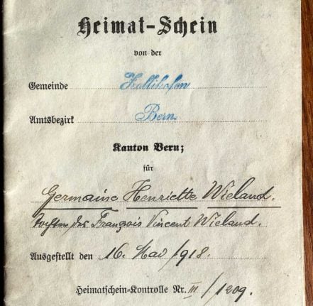 A Swiss Heimat-Schein (homeland certificate). Image: Wikicommons/