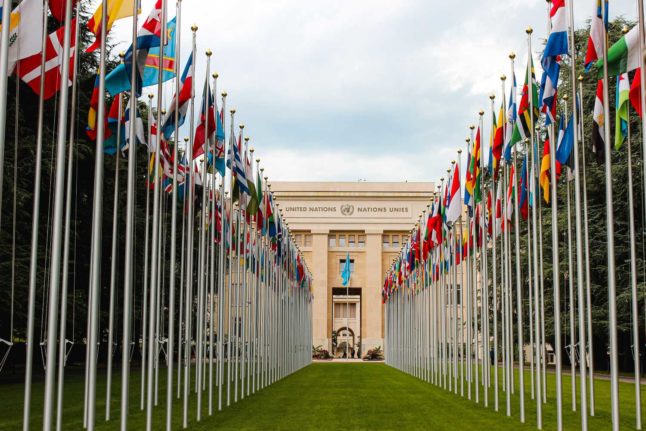 The United Nations building in Geneva. Around 40 percent of the canton's residents are foreign. Image: Mathias PR Reding on Unsplash