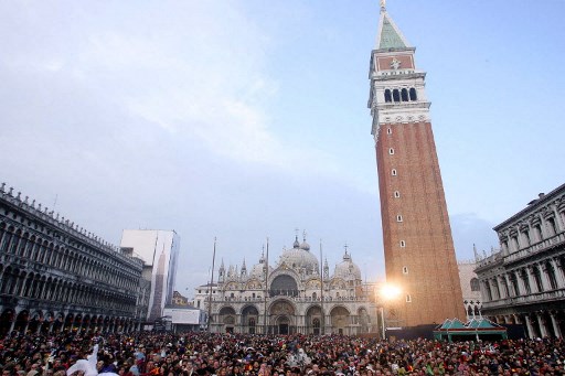 Crowded Saint Mark's Square in Venice