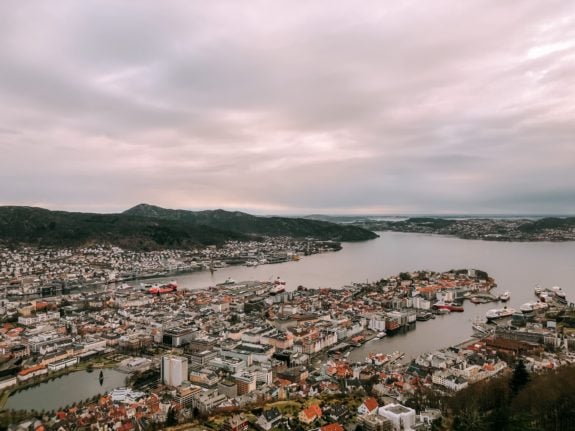 Bergen from the top of Fløyen.