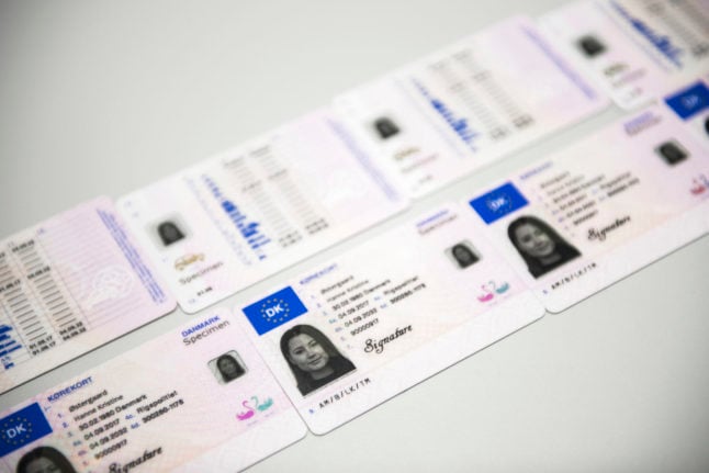 A file photo showing sample Danish driving licences