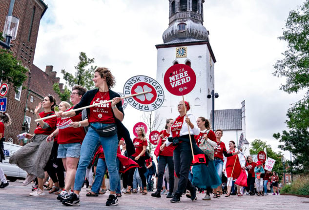 Nurses on strike in Aalborg in 2021