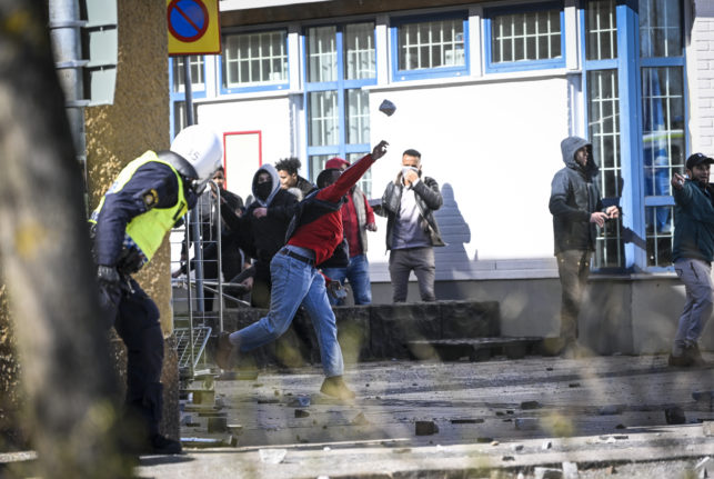 Man jailed for throwing stone at policeman in Sweden's Easter riots