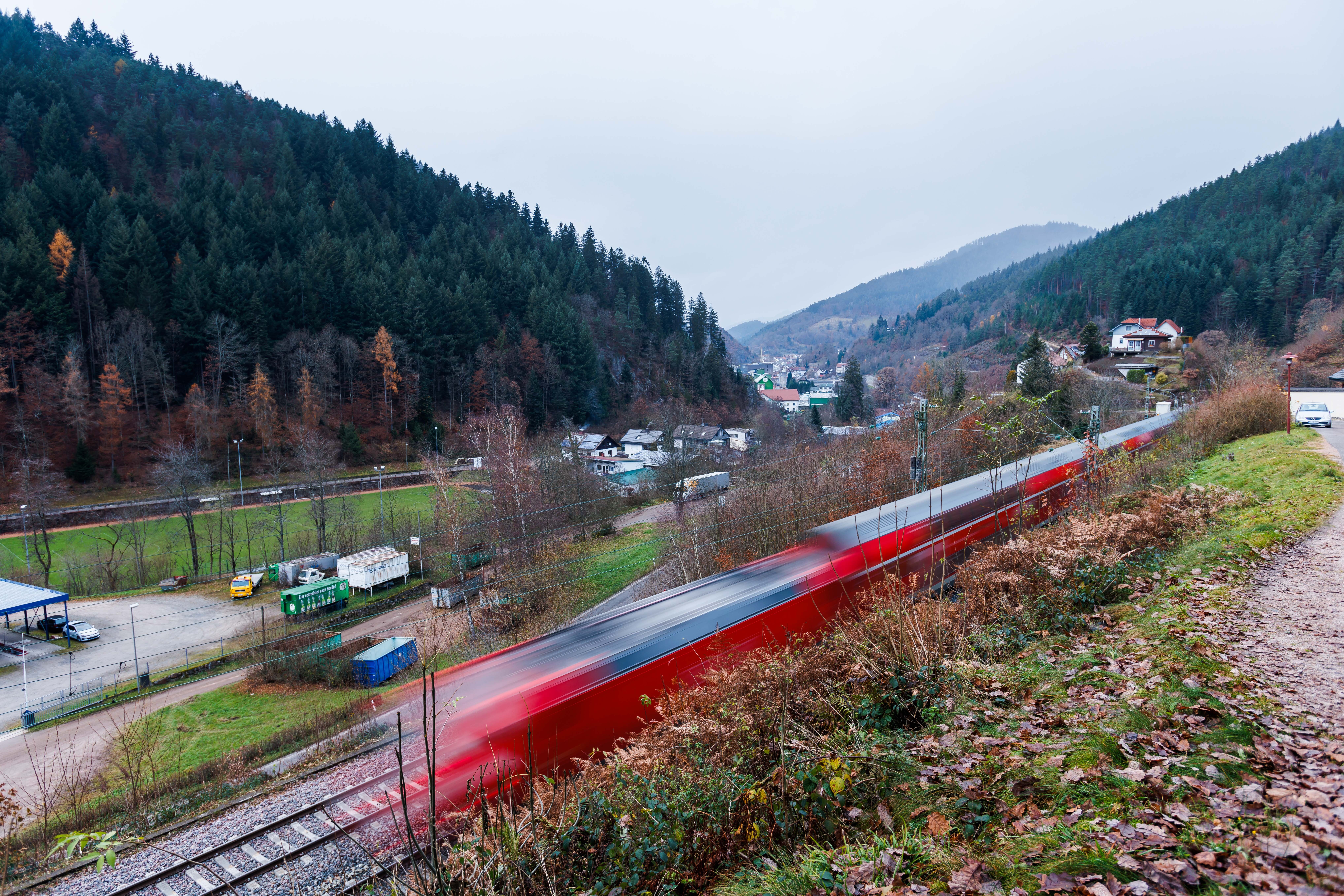 A regional train near Hornberg, in the Black Forest.
