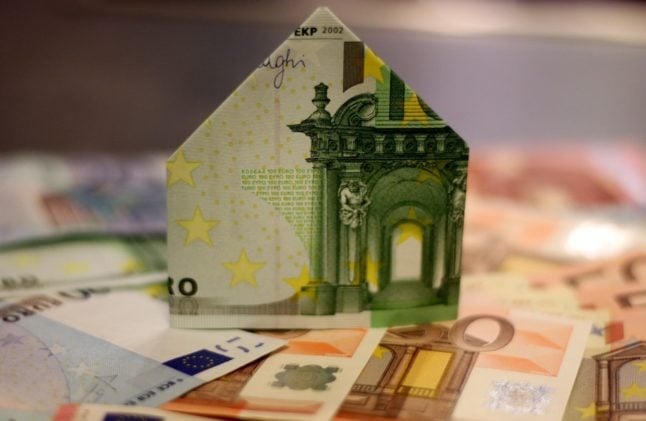 Euro note in shape of house